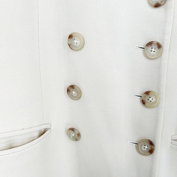 Ralph Lauren Vintage Ivory Double Breasted Blazer Wool Notch Collar Size 6 Cream - Picture 3 of 8